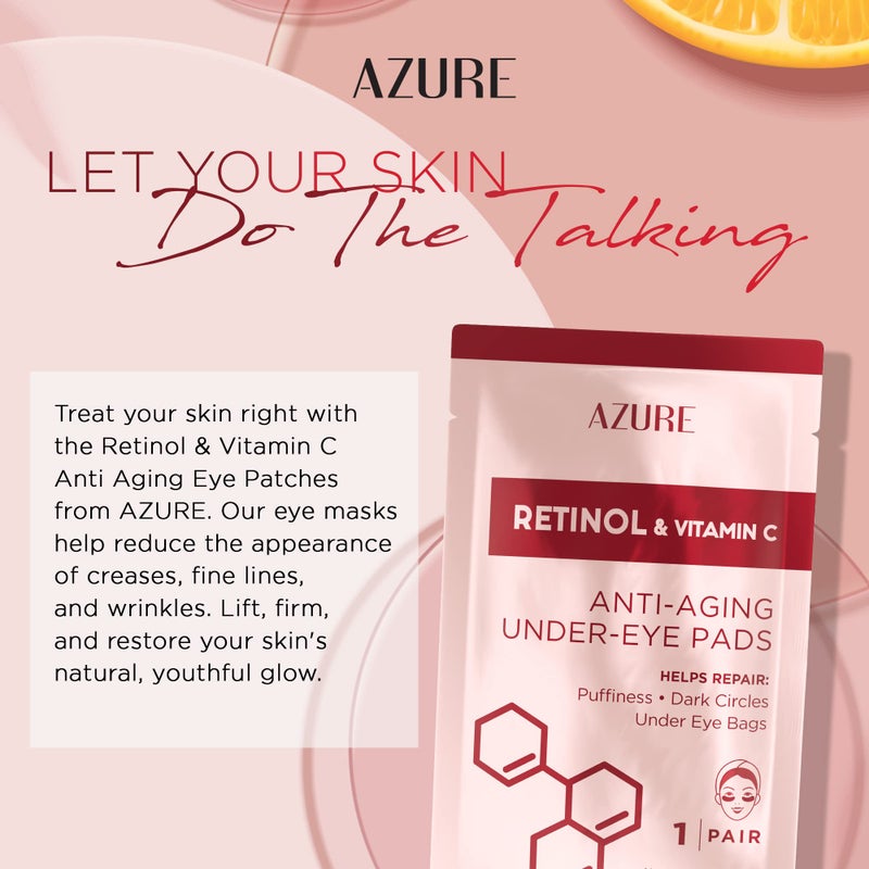 Azure Cosmetics Retinol & Vitamin C Anti Aging Under Eye Pads - Hydrating & Refreshing Eye Mask Patches - Reduces Fine Lines, Wrinkles, Dark Circles & Puffiness - Skin Care Made in Korea - 5 Pairs - Image 3