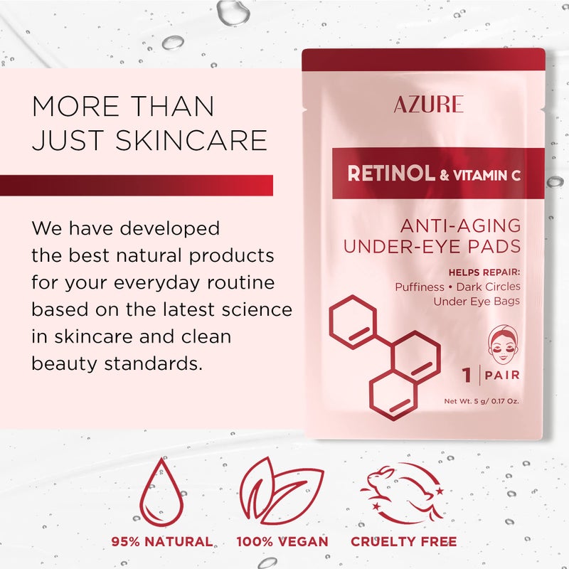 Azure Cosmetics Retinol & Vitamin C Anti Aging Under Eye Pads - Hydrating & Refreshing Eye Mask Patches - Reduces Fine Lines, Wrinkles, Dark Circles & Puffiness - Skin Care Made in Korea - 5 Pairs - Image 5