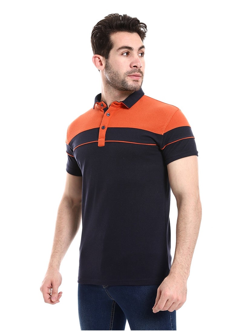 Caesar Pique Polo Shirt With Classic Collar And Buttons  - Image 3