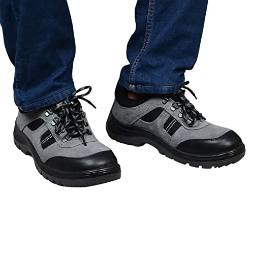 NEOSAFE A7020, ISI Marked Sports Safety Shoes in sued Leather and Double Density Sole with Steel Toe, Grey 7 - Image 3