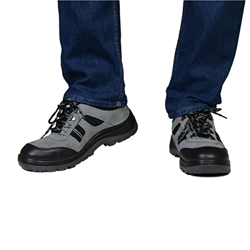 NEOSAFE A7020, ISI Marked Sports Safety Shoes in sued Leather and Double Density Sole with Steel Toe, Grey 7 - Image 2