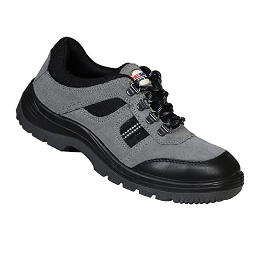 NEOSAFE A7020, ISI Marked Sports Safety Shoes in sued Leather and Double Density Sole with Steel Toe, Grey 7 - Image 1
