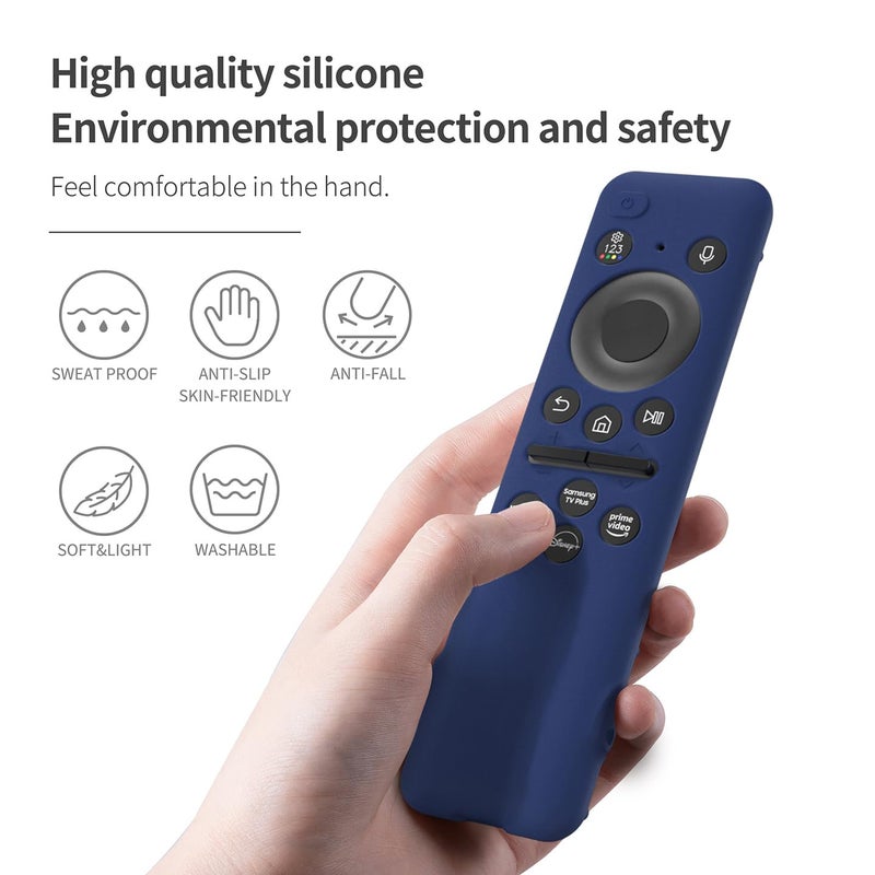 AKSHFETH Silicone Cover for 5.59 Inch Samsung BN59-01455a BN59-01432J Samsung Solar Cell Remote Control Cover 2023 8K Neo QLED HDR Smart TV Silicone Case (Midnight Blue) - Image 3