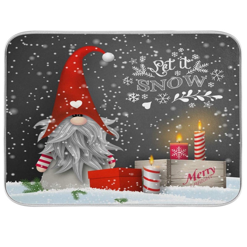 Blueangle Blueangle Christmas Tomte Dish Drying Mat  18 x 24inch Extra Large Microfiber Dish Drying Mat Dish Draining Mat Counter top Mat