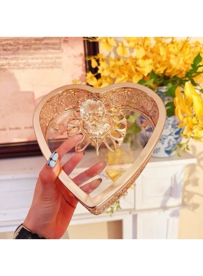 OLUDENIZ Heart Elegance – Luxury Glass & Metal Snack Box with Crystal Lid for Sweets, Dates, and Decor - Image 3