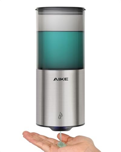 AIKE Automatic Wall Mount Liquid Soap Dispenser for Home and Commercial Bathroom 135oz IPX7 WaterproofBrushed Stainless Steel - Image 1
