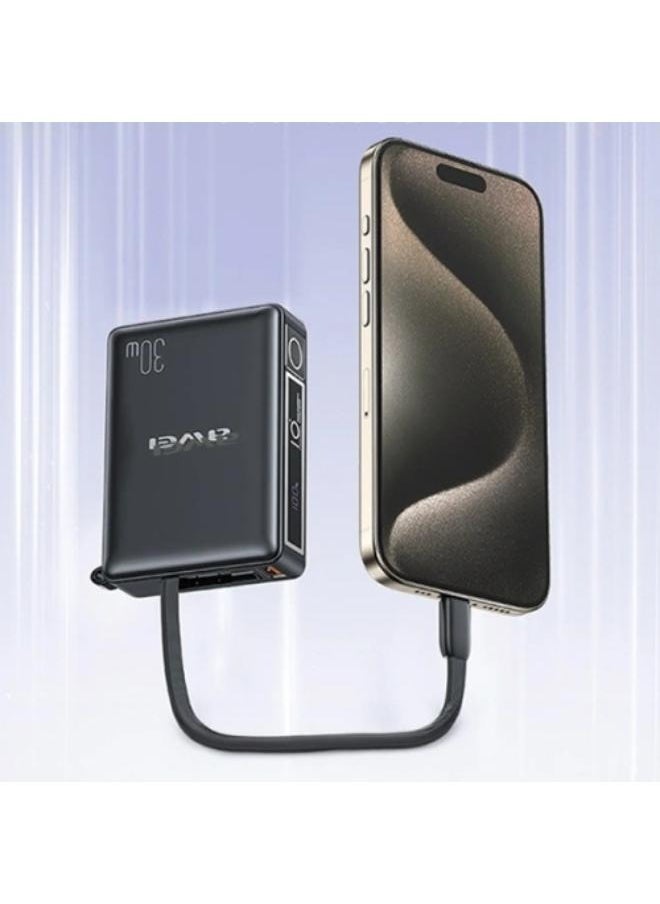 Awei Awei P87K 10000mAh 30W PowerBank Built-In Cable Power Bank Mini Powerbank Portable 30W Fast Charging Power Bank Awei Powerbank  - Image 2