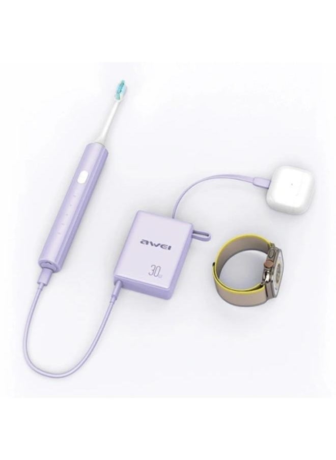Awei Awei P87K 10000mAh 30W PowerBank Built-In Cable Power Bank Mini Powerbank Portable 30W Fast Charging Power Bank Awei Powerbank  - Image 3