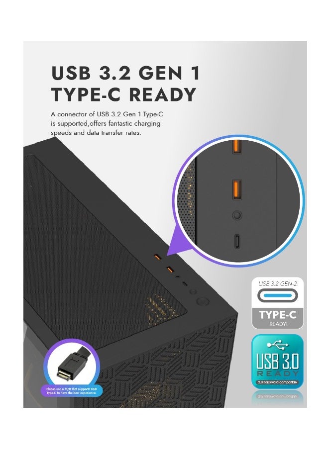 Darkflash DF5000 Mesh ATX/MATX/ITX Gaming PC Case,  Mesh Front Panel, Supports 360MM Radiators, USB Type-C, 3*SSD Tempered Gaming Cabinet