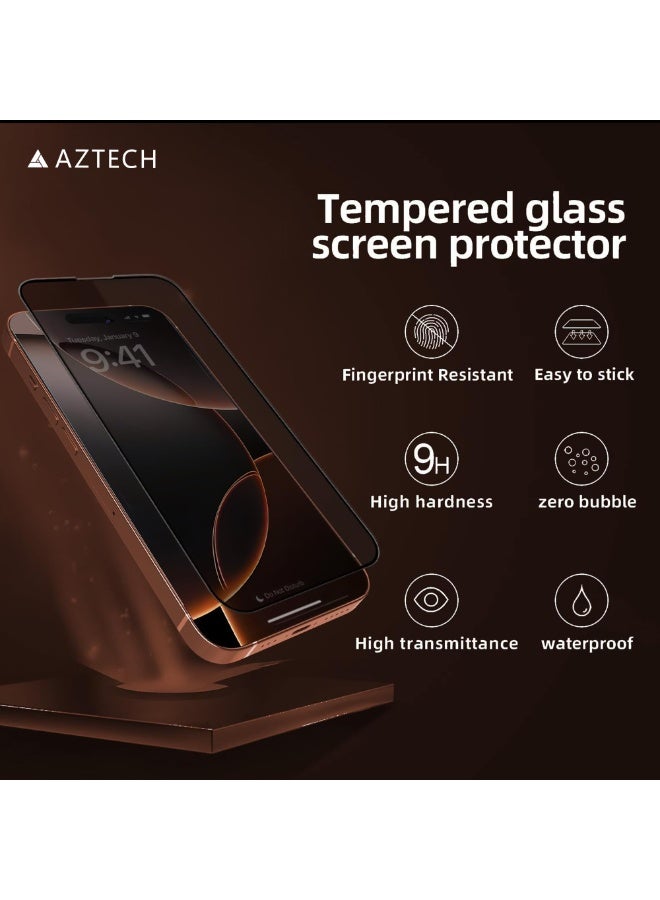 AZTECH iPhone 16 Plus Screen Protector 6.7"" HD Clear Tempered Glass, 9H Hardness, Full-Coverage, Easy Installation With Sensor Protection - Image 4
