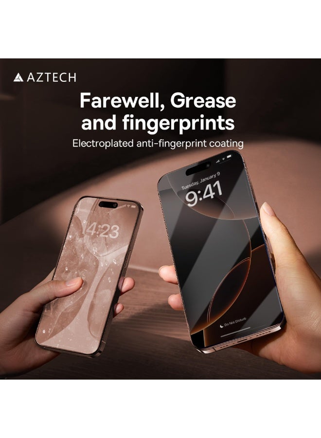 AZTECH iPhone 16 Plus Screen Protector 6.7"" HD Clear Tempered Glass, 9H Hardness, Full-Coverage, Easy Installation With Sensor Protection - Image 3