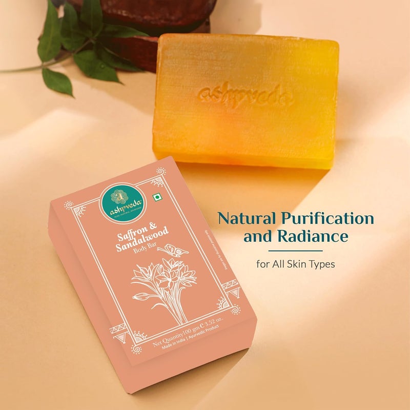 Ashpveda Sandalwood Saffron Bathing Soap Bar Ayurvedic Handmade Natural Scented Soap For Glowing Smooth Moisturizing Skin 100 gm Pack of 3 - Image 3
