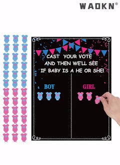 Baby Gender Reveal Board, Party Supplies Kit with Decorations Games Gender Reveal Voting Poster Board with Stickers, Chalkboard Design Party Games Kit