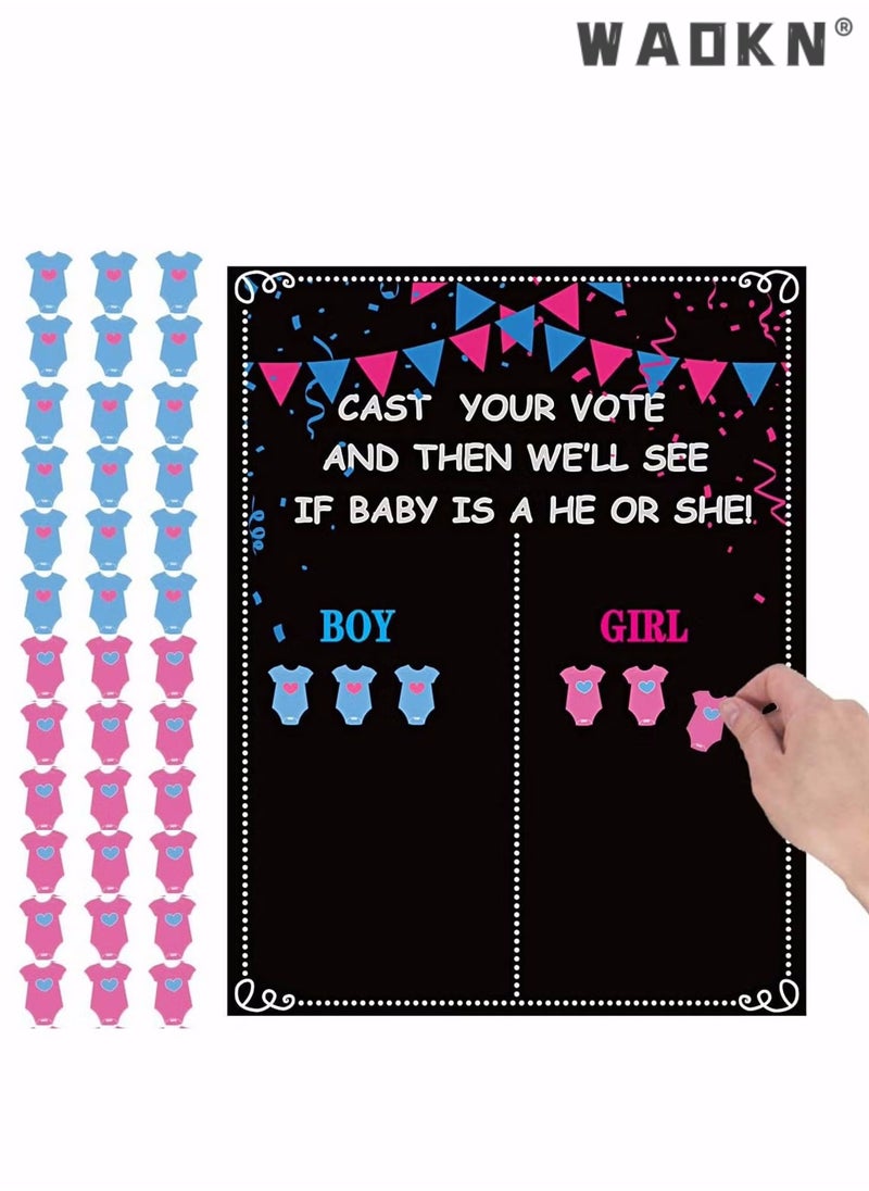 WAOKN - Baby Gender Reveal Board, Party Supplies Kit with Decorations Games Gender Reveal Voting Poster Board with Stickers, Chalkboard Design Party Games Kit - Image 1