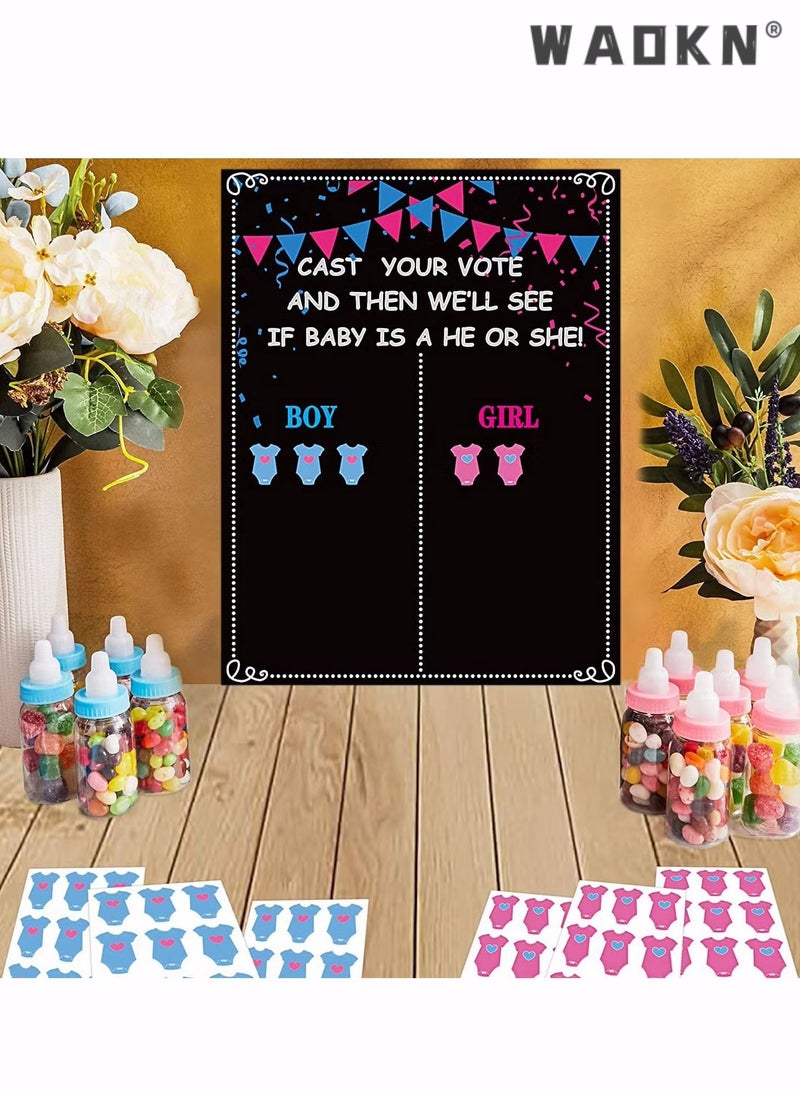 WAOKN - Baby Gender Reveal Board, Party Supplies Kit with Decorations Games Gender Reveal Voting Poster Board with Stickers, Chalkboard Design Party Games Kit - Image 1