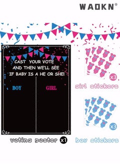 WAOKN Baby Gender Reveal Board, Party Supplies Kit with Decorations Games Gender Reveal Voting Poster Board with Stickers, Chalkboard Design Party Games Kit  - Image 5