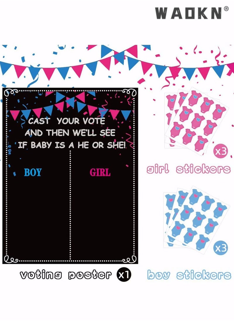 WAOKN - Baby Gender Reveal Board, Party Supplies Kit with Decorations Games Gender Reveal Voting Poster Board with Stickers, Chalkboard Design Party Games Kit - Image 1