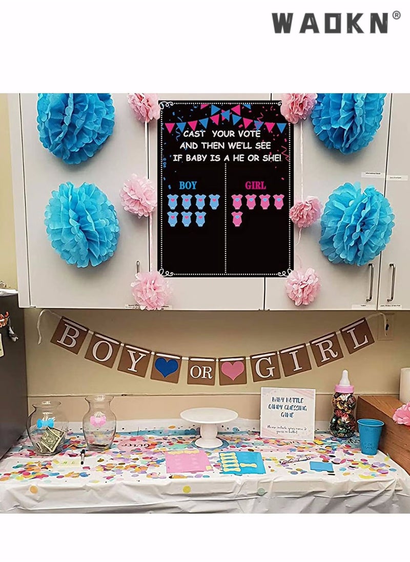 WAOKN - Baby Gender Reveal Board, Party Supplies Kit with Decorations Games Gender Reveal Voting Poster Board with Stickers, Chalkboard Design Party Games Kit - Image 1