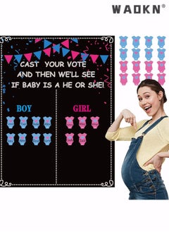 WAOKN Baby Gender Reveal Board, Party Supplies Kit with Decorations Games Gender Reveal Voting Poster Board with Stickers, Chalkboard Design Party Games Kit  - Image 2