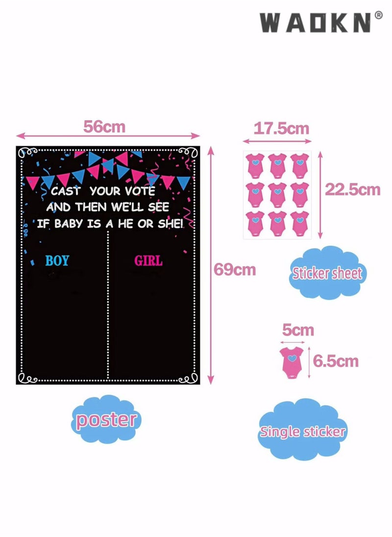 WAOKN - Baby Gender Reveal Board, Party Supplies Kit with Decorations Games Gender Reveal Voting Poster Board with Stickers, Chalkboard Design Party Games Kit - Image 1