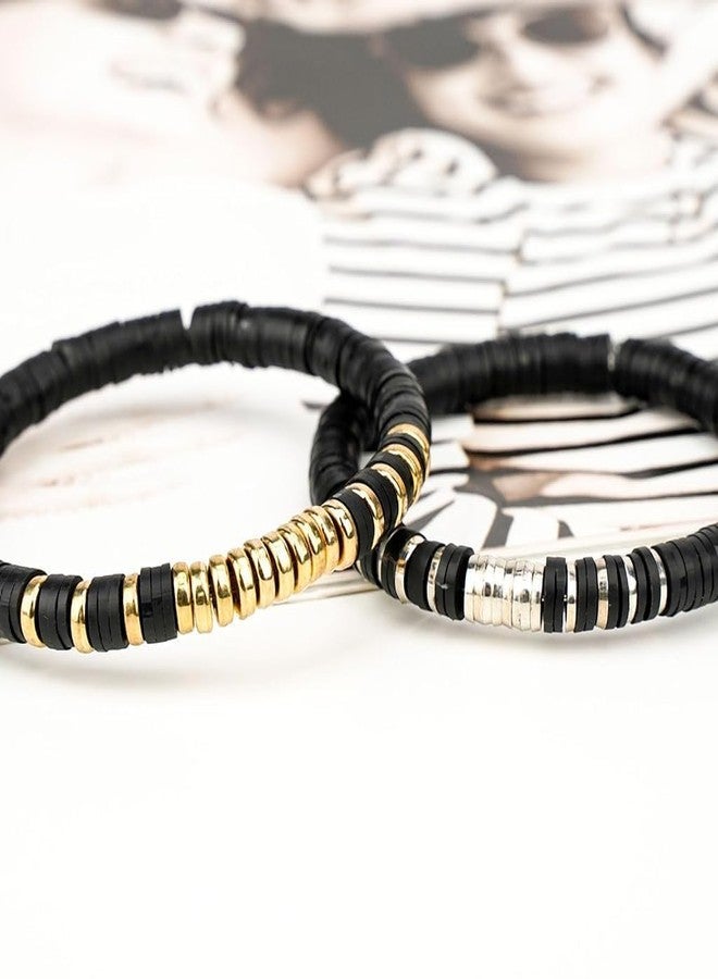 Dkriva مجموعة صنع الأساور Dkriva® DIY مع خرز من طين البوليمر، وخرز على شكل حروف، وقلادات ذهبية وفضية، ودلايات كريستالية، وخرز بألوان الماكارون، مجموعة حرف يدوية للبنات، مجموعة صنع مجوهرات للأطفال (ذهبي وفضي) - Image 2