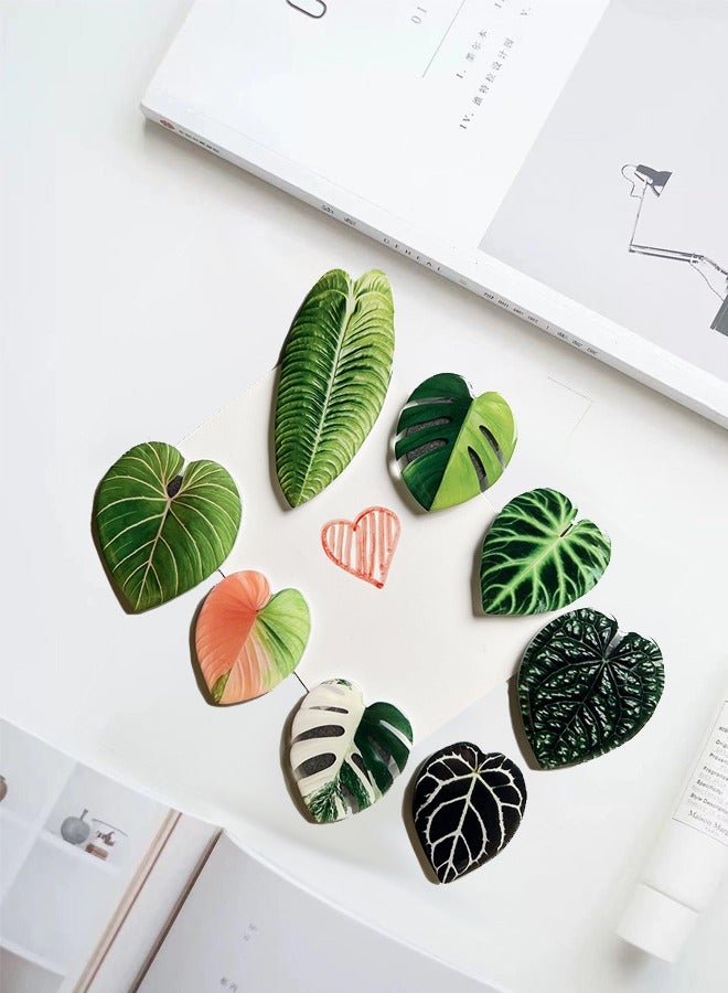 8pcs Resin Magnetic Fridge Stickers, Simulation Plant Leaf Pattern,Home Kitchen, School, Office, Car Decoration  - Image 4