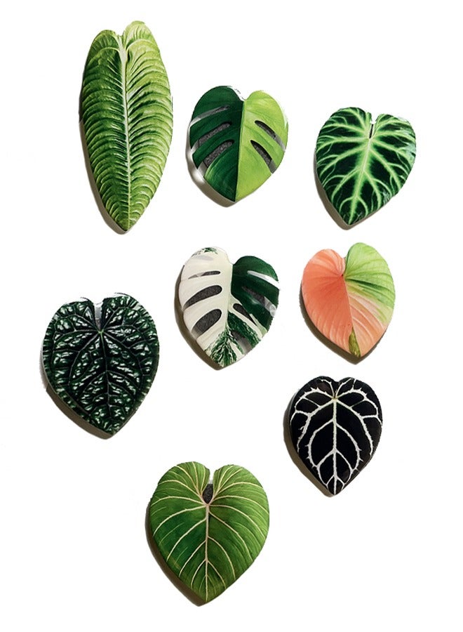 8pcs Resin Magnetic Fridge Stickers, Simulation Plant Leaf Pattern,Home Kitchen, School, Office, Car Decoration  - Image 1