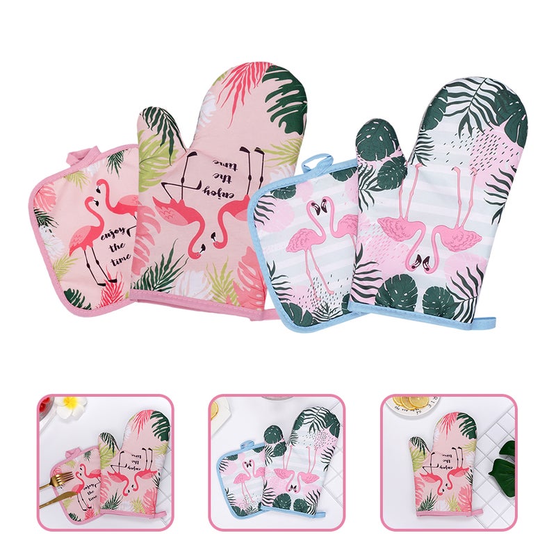 2 Sets Oven Mitt Oven Cooking Glove And Pot Holder Cooking Bbq Pot Holder Supply - Image 3