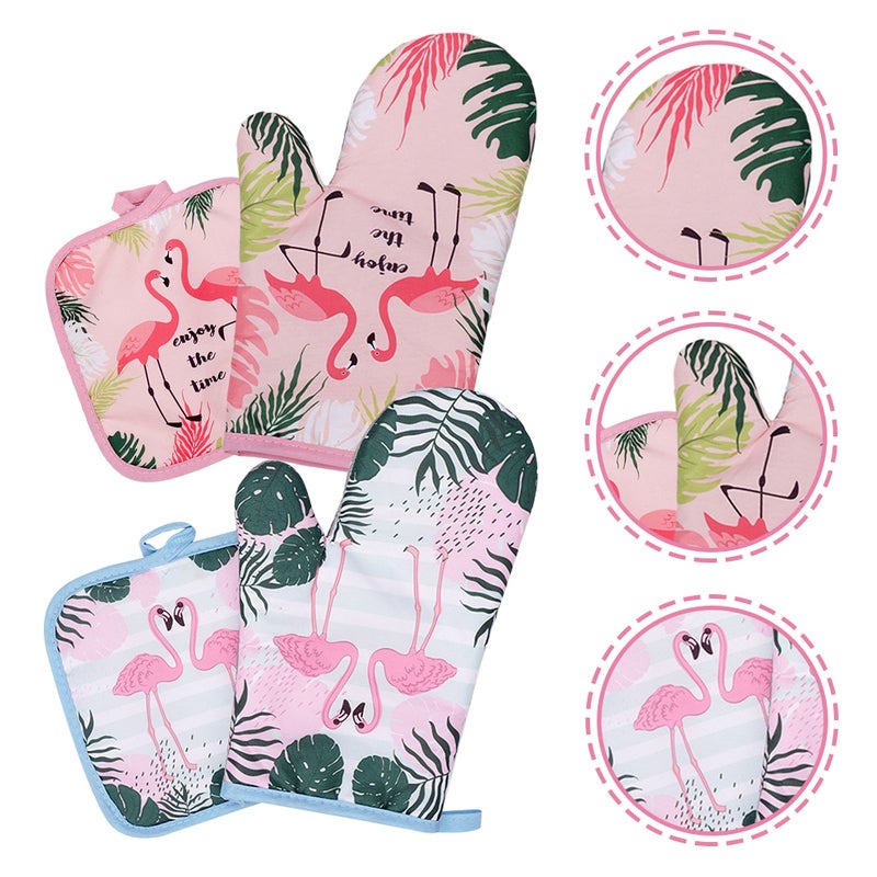 2 Sets Oven Mitt Oven Cooking Glove And Pot Holder Cooking Bbq Pot Holder Supply - Image 2