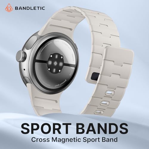 Bandletic Magnetic Silicone Bands Compatible with Google Pixel Watch 4321 41mm for Women and Men Rugged Soft Sport Strap Replacement Wristband - Image 3