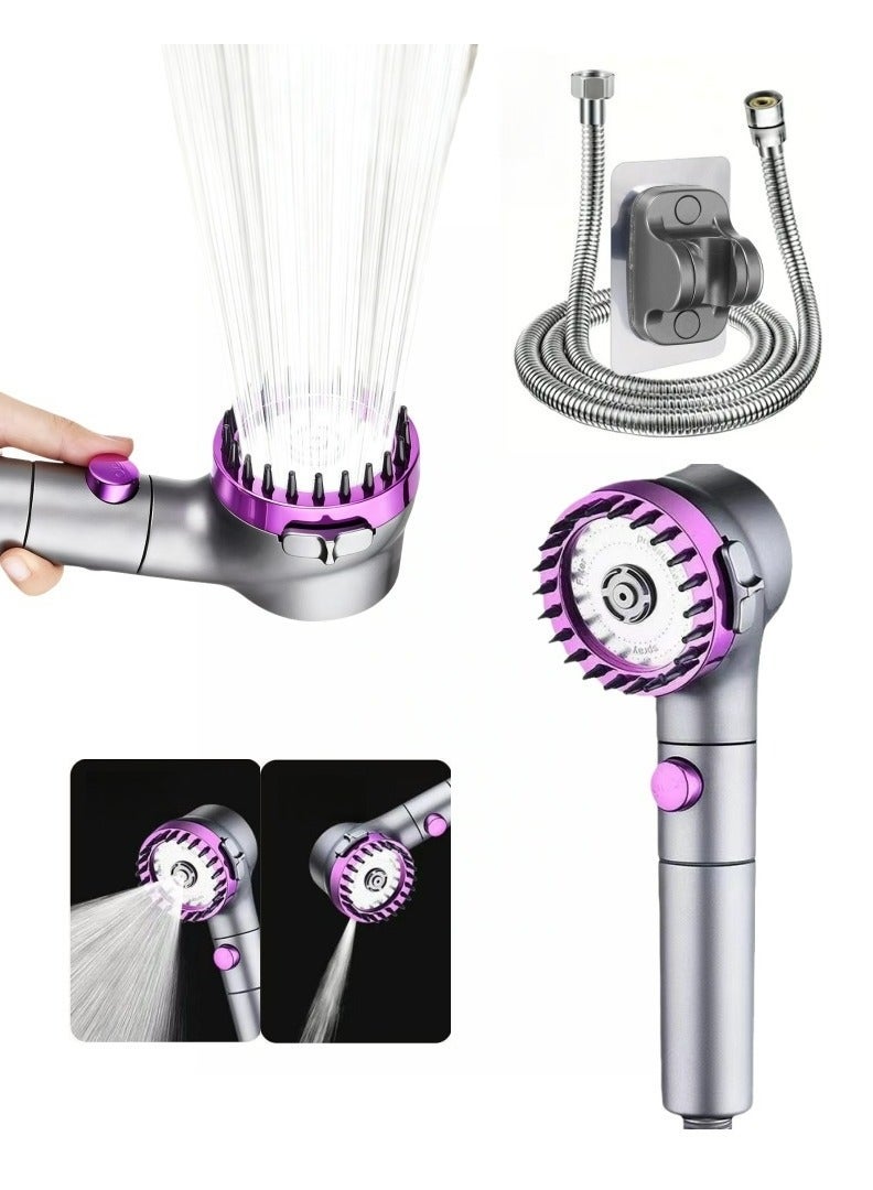 رأس دش يدوي عالي الضغط مع تدليك للظهر، أوضاع رش متعددة، خرطوم وحامل قابل للتعديل، مفتاح يعمل بلمسة واحدة لتنظيف الحوض والبلاط والحيوانات الأليفة - Image 1