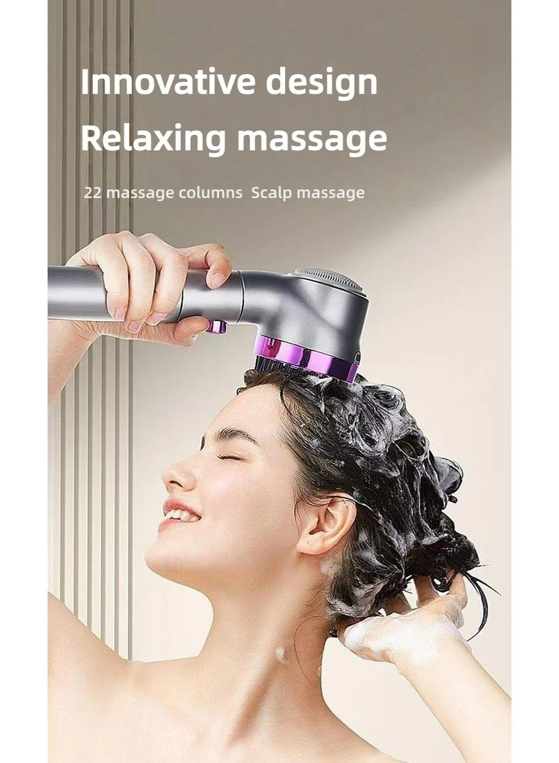 رأس دش يدوي عالي الضغط مع تدليك للظهر، أوضاع رش متعددة، خرطوم وحامل قابل للتعديل، مفتاح يعمل بلمسة واحدة لتنظيف الحوض والبلاط والحيوانات الأليفة - Image 2