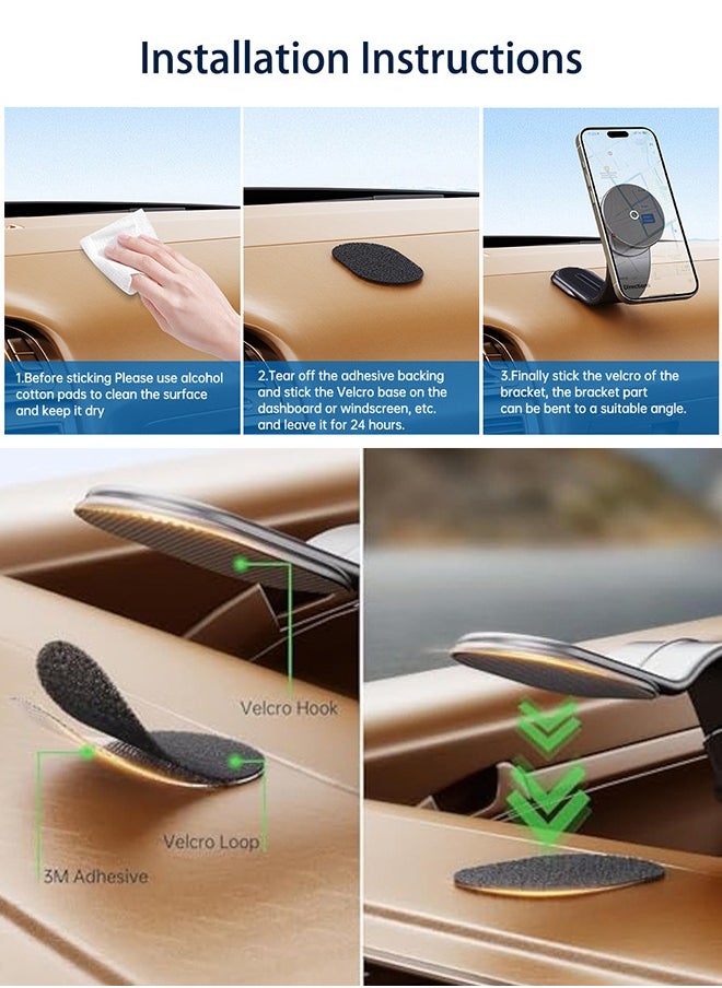 Magnetic Car Phone Holder - Compatible with iPhone 15 Pro Max/15 Pro/15 Plus - Flexible Titanium Alloy Arm - Mounts on All Dashboards and Windshields - Model C02
