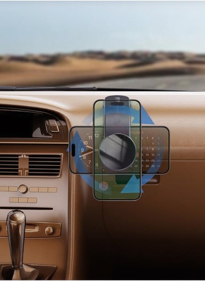 Magnetic Car Phone Holder - Compatible with iPhone 15 Pro Max/15 Pro/15 Plus - Flexible Titanium Alloy Arm - Mounts on All Dashboards and Windshields - Model C02