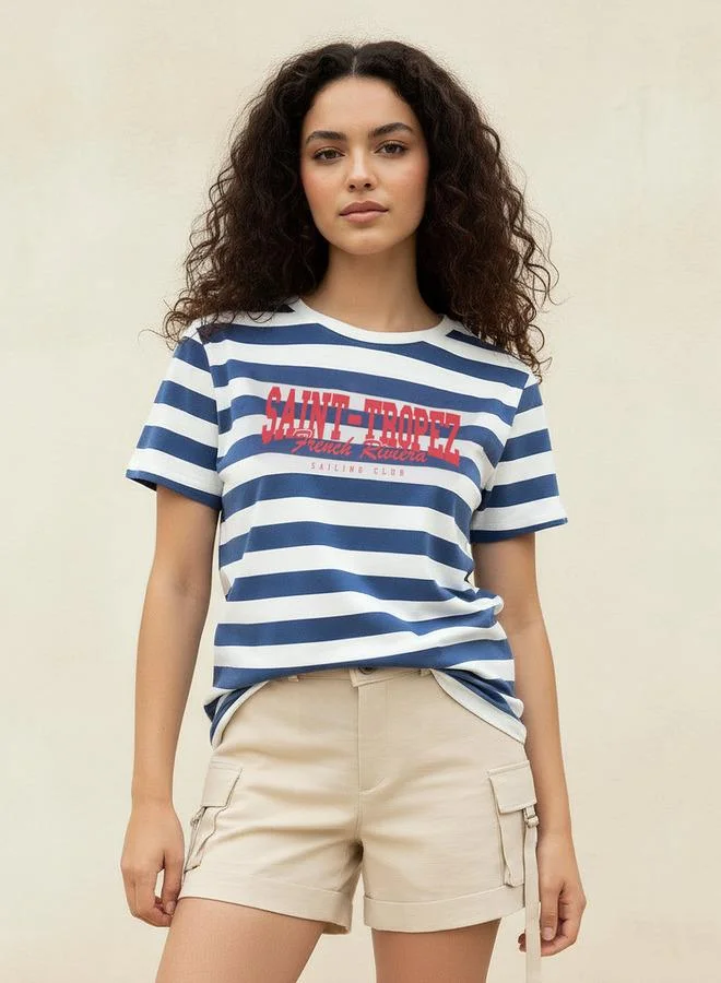 Splash FAV Cotton T shirt with Stripes