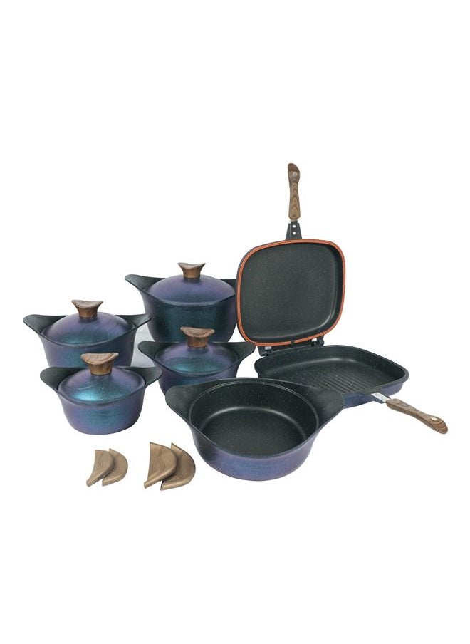NeoKlein - healthy granite nonstick 10 piece kitchen cookware pots and double grill (Ocean) - Image 1