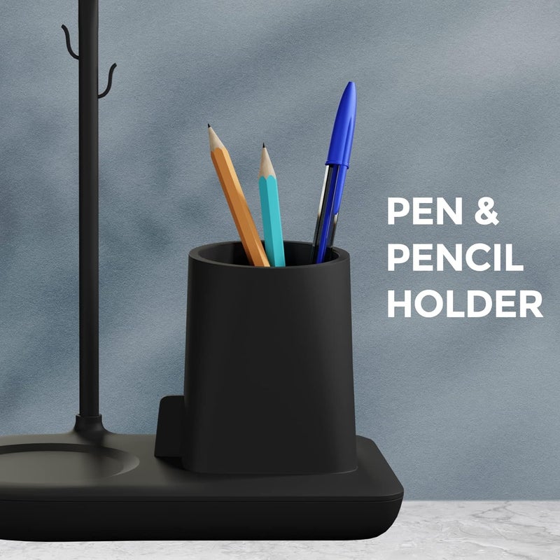 EO Pen Stand for Study Table with Self-Watering Plant Pot, Glasses & Smartphone Holder – Desk Organizer & Pencil Holder for Office, Home, Kids, Students, Study Room (Desk Station Black) - Image 2