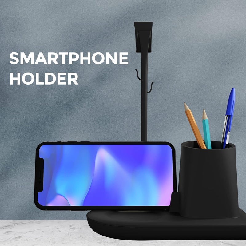 EO Pen Stand for Study Table with Self-Watering Plant Pot, Glasses & Smartphone Holder – Desk Organizer & Pencil Holder for Office, Home, Kids, Students, Study Room (Desk Station Black) - Image 3