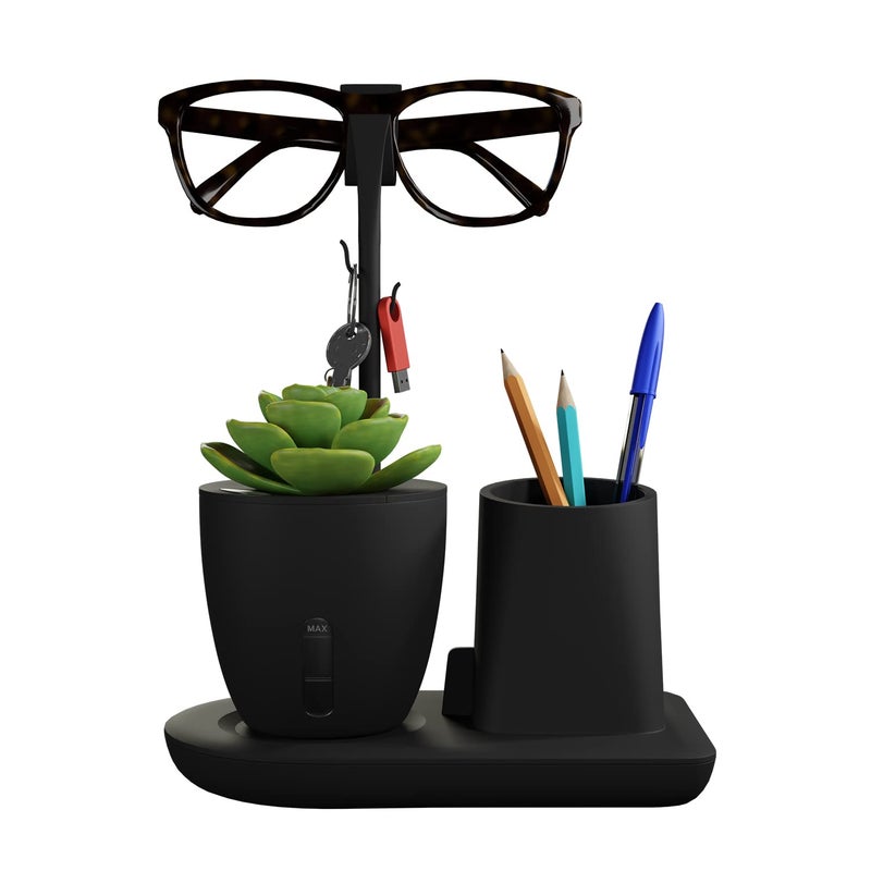 EO Pen Stand for Study Table with Self-Watering Plant Pot, Glasses & Smartphone Holder – Desk Organizer & Pencil Holder for Office, Home, Kids, Students, Study Room (Desk Station Black) - Image 1