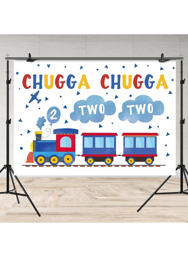 Rsuuinu 7X5Ft Happy 2Nd Birthday Backdrop Blue Red Train For Boy Chugga Chugga Two Two Clouds Plane Photography Background Party Supplies For Kids Child Decorations Supplies Banner Photo Booth Props  - Image 5