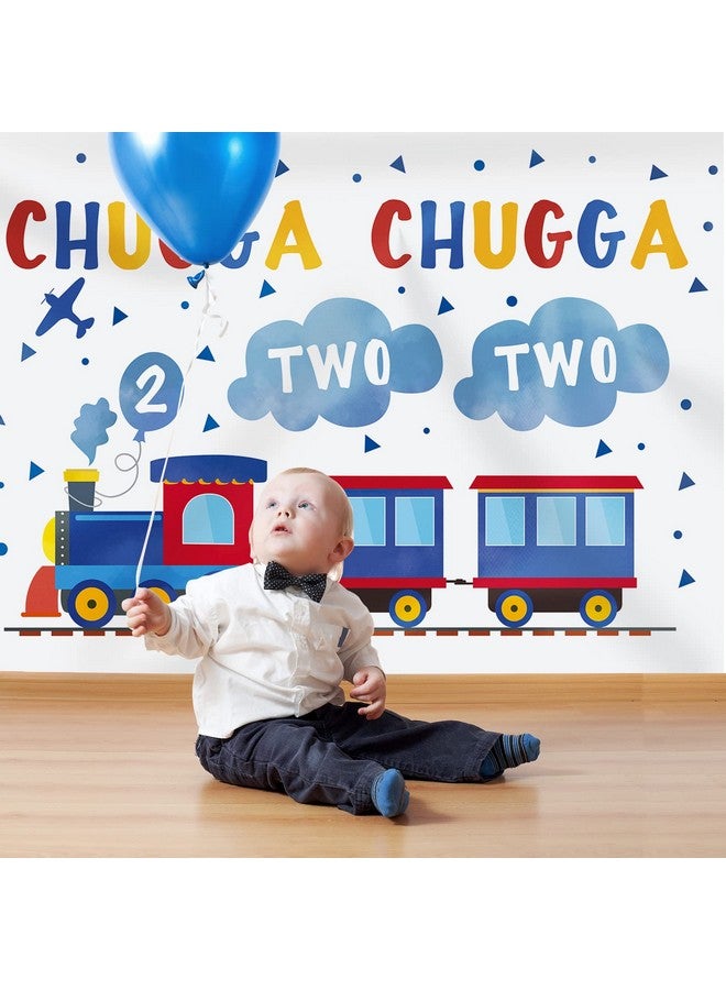 Rsuuinu 7X5Ft Happy 2Nd Birthday Backdrop Blue Red Train For Boy Chugga Chugga Two Two Clouds Plane Photography Background Party Supplies For Kids Child Decorations Supplies Banner Photo Booth Props  - Image 3