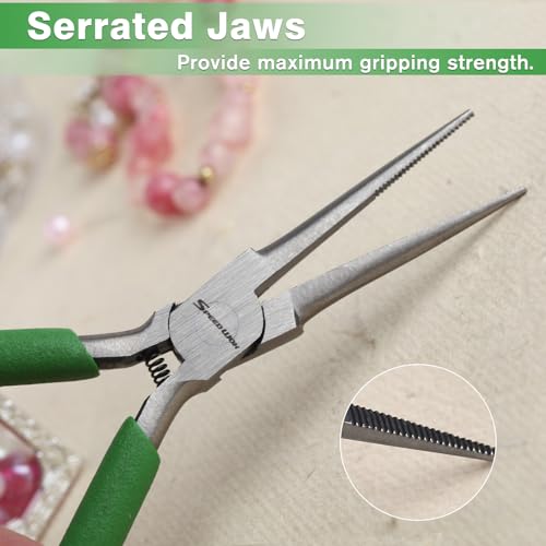 SPEEDWOX Mini Needle Nose Pliers Thin Serrated Jaw 4-1/2 Inches Small Long Nose Pliers Micro Precision Wire Looping Fine Chain Nose Plier Professional Jewelry Making Tool Beading Hobby Craft Supplies - Image 4