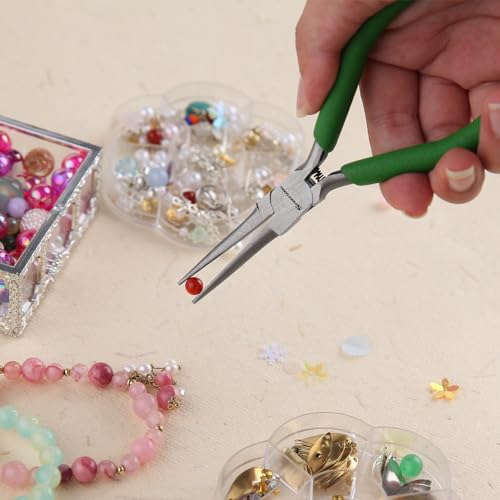 SPEEDWOX Mini Needle Nose Pliers Thin Serrated Jaw 4-1/2 Inches Small Long Nose Pliers Micro Precision Wire Looping Fine Chain Nose Plier Professional Jewelry Making Tool Beading Hobby Craft Supplies - Image 2