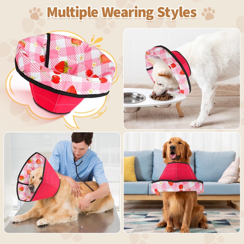 ipetstation Soft Dog Cone Collar After Surgery: Adjustable Long Foldable Comfy Recovery Shame Elizabethan Stop Licking Small Medium Large Dogs (Red, S) - Image 3
