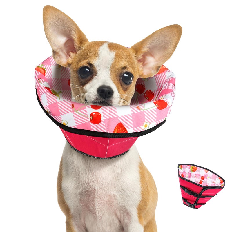 ipetstation Soft Dog Cone Collar After Surgery: Adjustable Long Foldable Comfy Recovery Shame Elizabethan Stop Licking Small Medium Large Dogs (Red, S) - Image 1