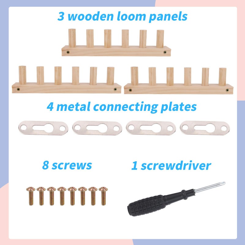 Penitue 3pcs Chunky Knitting Blanket Loom Foldable, 35.4 Inch Thick Wooden Chunky Yarn Blanket Crochet Loom Frame with 1 Screwdriver & Assembly Tools Portable for DIY Blanket Throw Afghan Beginners Friendly - Image 3