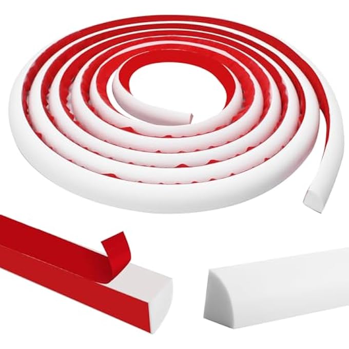 118 INCH FLEXIBLE QUARTER ROUND MOLDING, PEEL AND STICK RUBBER TRIM WATERPROOF BENDABLE MOLDING, SELF-ADHESIVE EDGE TRIM FOR WALL EDGE CORNER/STAIRCASE CABINET EDGE - Image 1