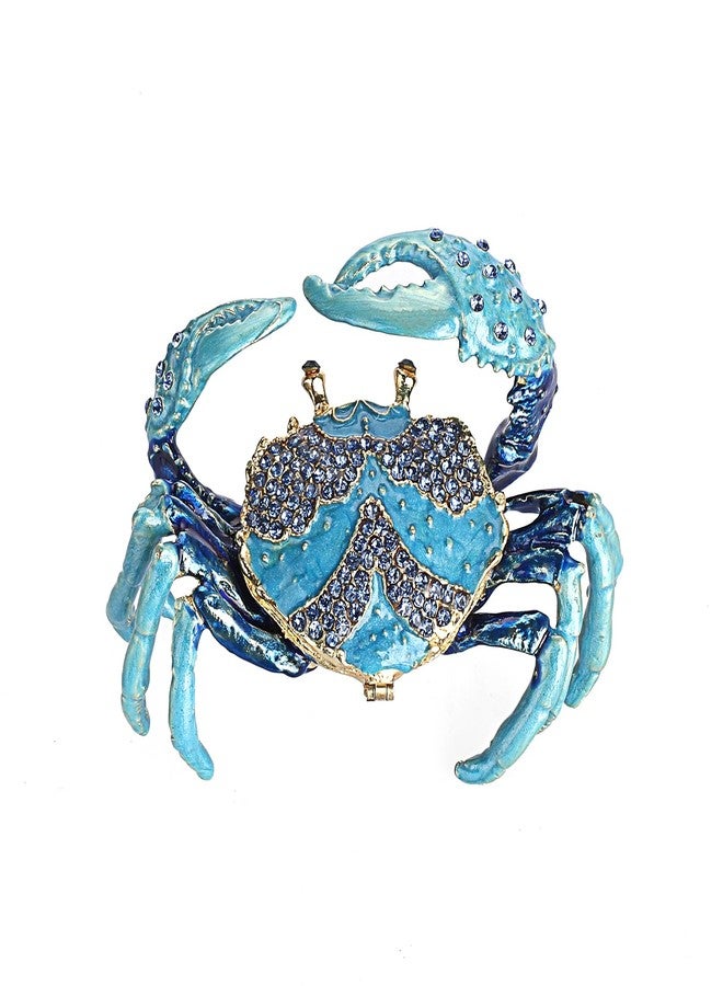ELLDOO Mini Crab Trinket Box, Vintage Metal Enameled Hinged Decorative Box, Crab Collectible Figurine Ring Earrings Jewelry Organizer Gift Box for Girl Women - Image 1
