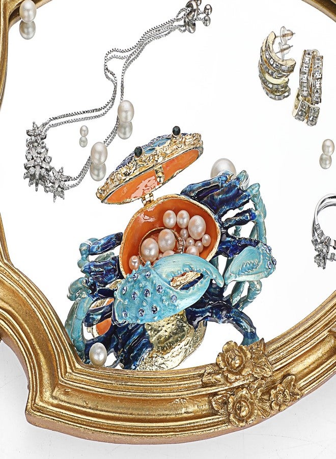 ELLDOO Mini Crab Trinket Box, Vintage Metal Enameled Hinged Decorative Box, Crab Collectible Figurine Ring Earrings Jewelry Organizer Gift Box for Girl Women - Image 5