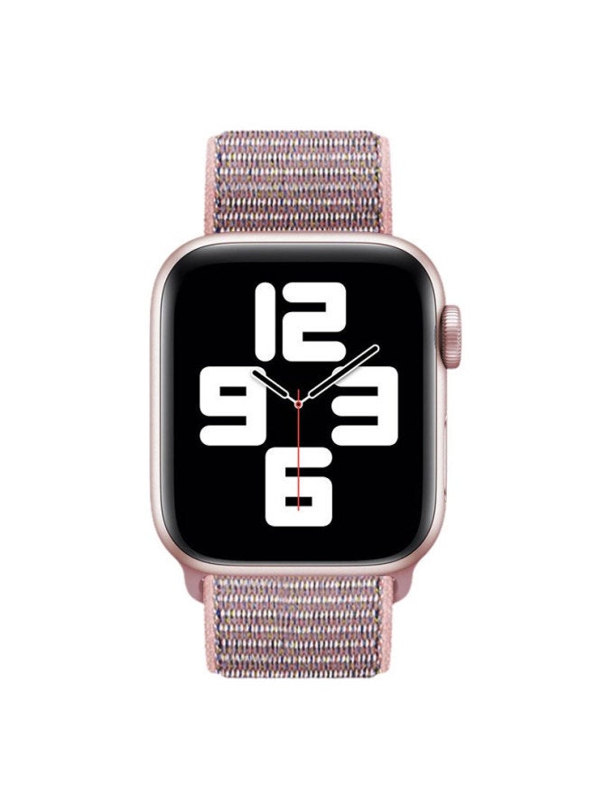 Kmaxai Nylon Braided Watch Band Compatible With Apple Watch S10, For Apple Watch 9/8/se/7/6/5 Series, Sports Watch Strap, Dopamine Velcro, 40/41/42mm, Sand Pink - Image 4